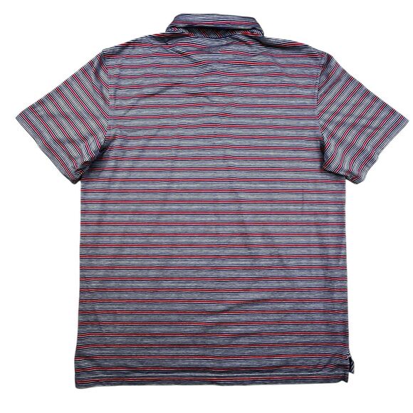 Vineyard Vines Performance Polo Medium Blue Red Stripe Golf Stretch - Picture 3 of 8